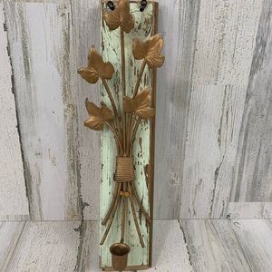 Farmhouse shabby chic candle holder. Wall mounted. One of a kind. Handmade